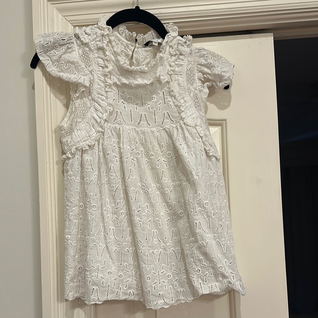 Sea New York White Eyelet Ruffle Top